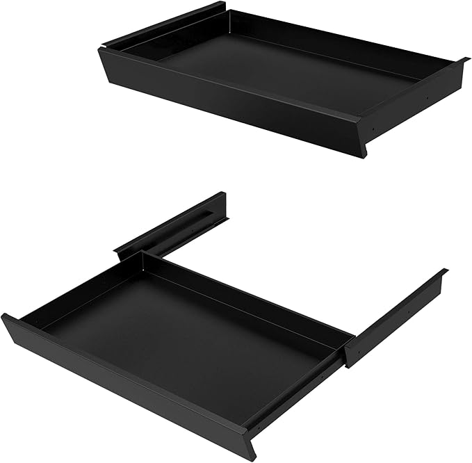 Stand Up Desk Store Add-On Office Sliding Under-Desk Drawer Storage Organizer for Standing Desks | Requires 14" of Front to Back Clearance Beneath Desks and Tables (Black)