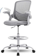 JHK Drafting Tall Office Chair Standing Desk Counter Height Adjustable Chairs with Flip-up Padded Armrests