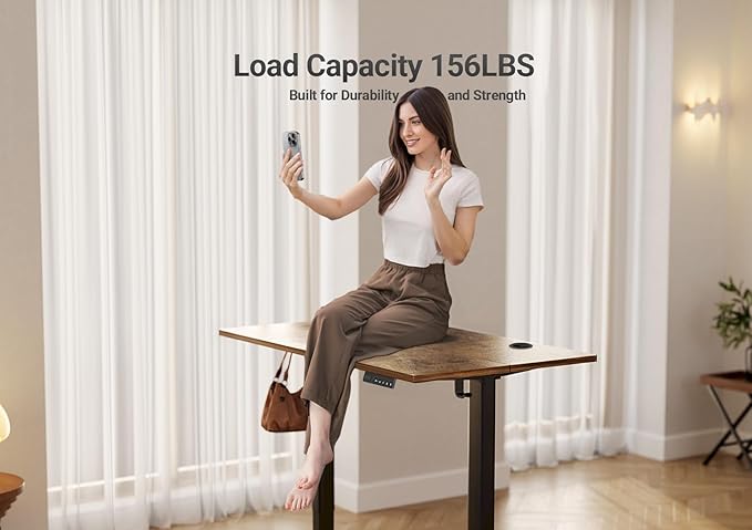 YDN Electric Standing Desk with Cable Management – Rustic Brown (40")