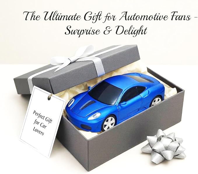 Wireless Car Mouse for Computer, 2.4G USB Receiver, 1600DPI Adjustable, Sport Car Design, Plug & Play, Compatible with Laptop PC Mac Windows Linux, for Boys & Men (Blue)