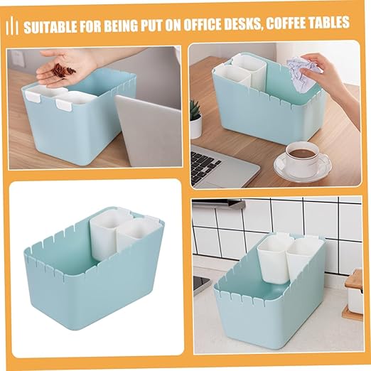 SOLUSTRE Slim Desk Waste Bin Trash Can for Desk Material Dry Wet Separation Bin Desktop Garbage Can