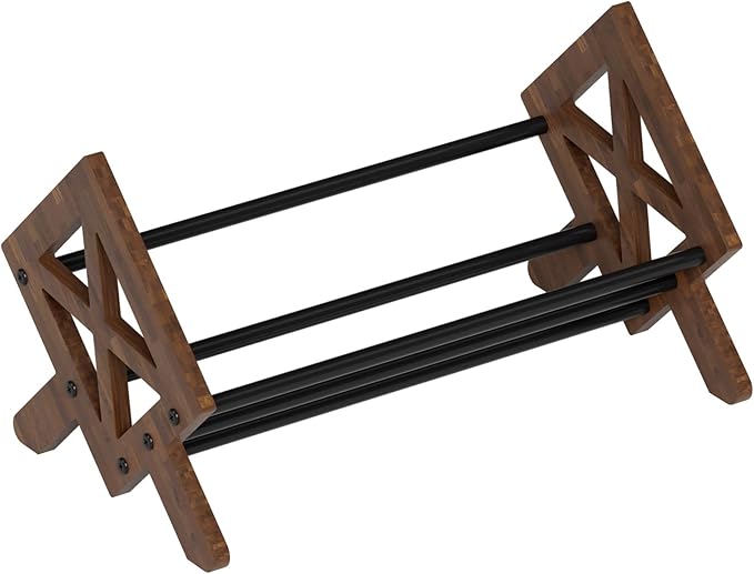 Desktop Bookshelf Organizer, Wood Office Tabletop Book Storage Rack, Tilting Bookcase for Books/CDs/Magazine Display (Black)