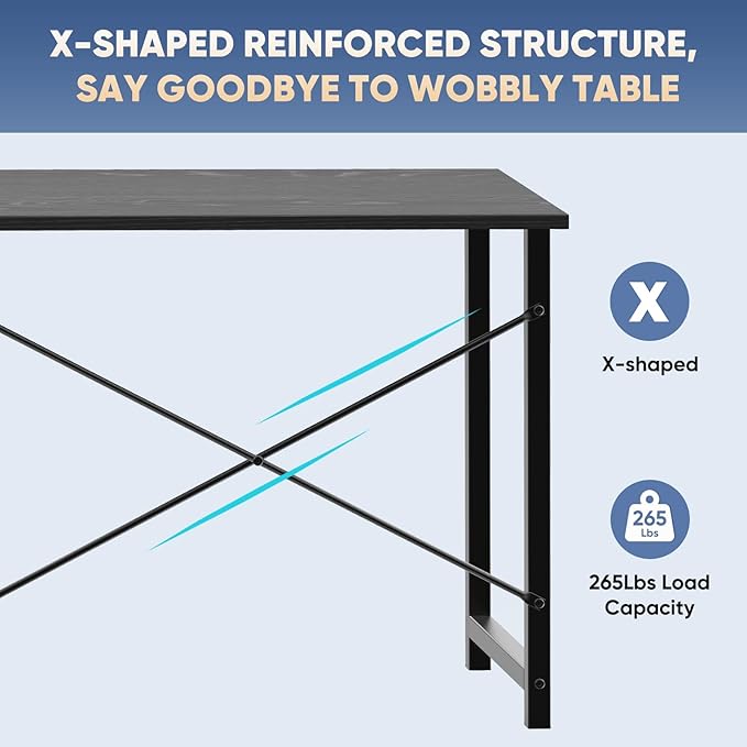 DUMOS 32 Inch Office Small Computer Desk Modern Simple Style Writing Study Work Table for Home Bedroom - Wood Black