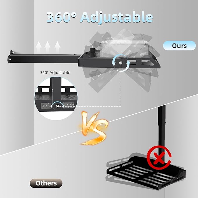 Salange 3-in-1 Projector Mount, Adjustable Height Ceiling/Wall Mount with Tray, Heavy-Duty Stand w Cable Management, Holds Up to 22 lbs, Ideal for Home Theater and Office (Black)