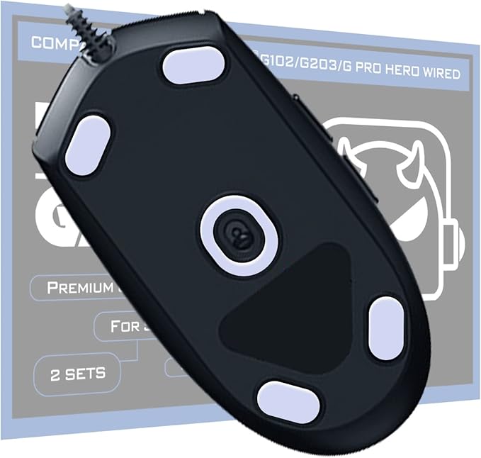 2Sets of TALONGAMES Rounded Curved Edges Mouse Feet Skates Compatible with Logitech G102 / G203 / G Pro Wired Gaming Mouse Feet Replacement,0.8mm,Pure PTFE Material with Super Smooth Glide Pads