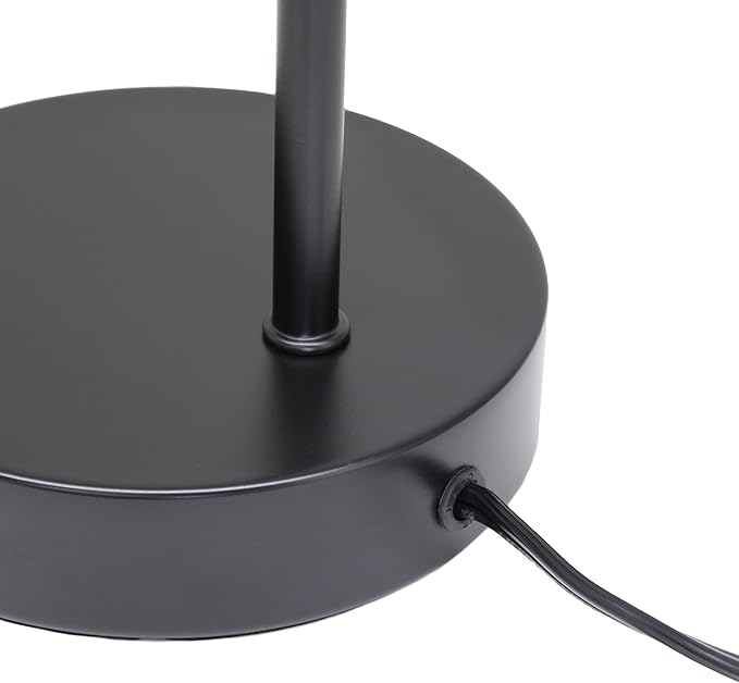 Simple Designs LD1080-BLK 16" Sleek Essentials Modern Industrial Metal Desk Lamp with Clear Glass Shade, for Office, Desk, Nightstand, Dorm Black