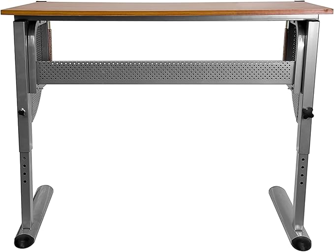 EMMA + OLIVER Adjustable Drawing and Drafting Table with Pewter Frame