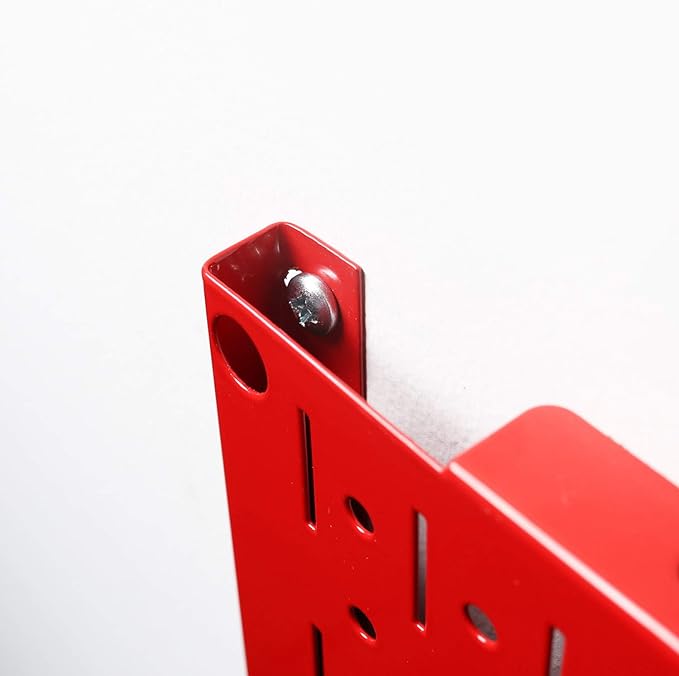 Wall Control Pegboard Wall Organizer Tiles Modular Red Metal Pegboard Tiling Set - Four 12-Inch Tall x 16-Inch Wide Peg Board Panel Wall Storage Tiles - Easy to Install (Red)