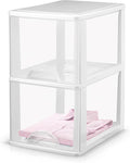 Plastic Small 2-Drawer Storage Organizer, Slim Narrow, White/Clear Crafts Drawers Storage Organizer (13"H x 10"D x 7"W)