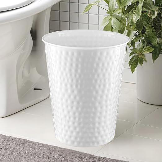Monarch Abode Hand Hammered Metal Desk Wastebasket – White