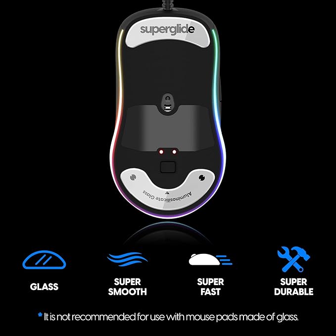 Superglide - Fastest and Smoothest Mouse Feet/Skates Made with Ultra Strong Flawless Glass Super Fast Smooth and Durable Sole for Endgame Gears XM1 RGB / XM1r [White]