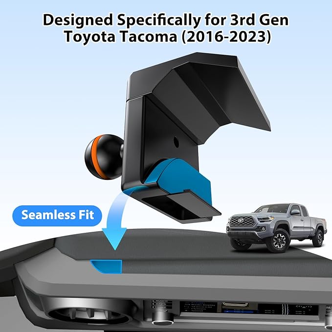 Car Phone Charger Mount for Toyota Tacoma 2016-2023, 3rd Gen Tacoma Phone Charging Holder Fit for All Smartphone 360° Adjustable, Metal Material, Compatible With MagSafe, Toyota Tacoma Accessories