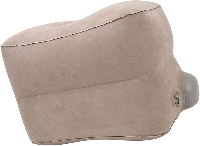 Foot Rest Pillow Inflatable Two Layer Single Air Valve PVC Flocking Portable Reducing Fatigue Airplane Foot Pillow for Office Home Travel (Grey)