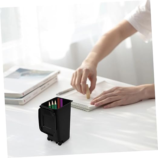 jojofuny Slim Trash Can Lid Desk Organizer Miniature Trash Bin for Desktop Compact Garbage Can for Office