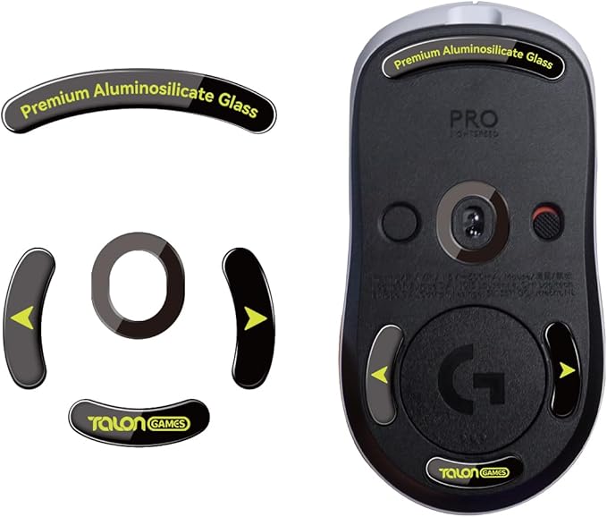 TALONGAMES Curved Edges Ultra Strong Glass Mouse Skates Feet Compatible with Logitech G Pro 2 Lightspeed Wireless Gaming Mouse Feet Replacement, Super Smooth Glide Fast and Durable Sole