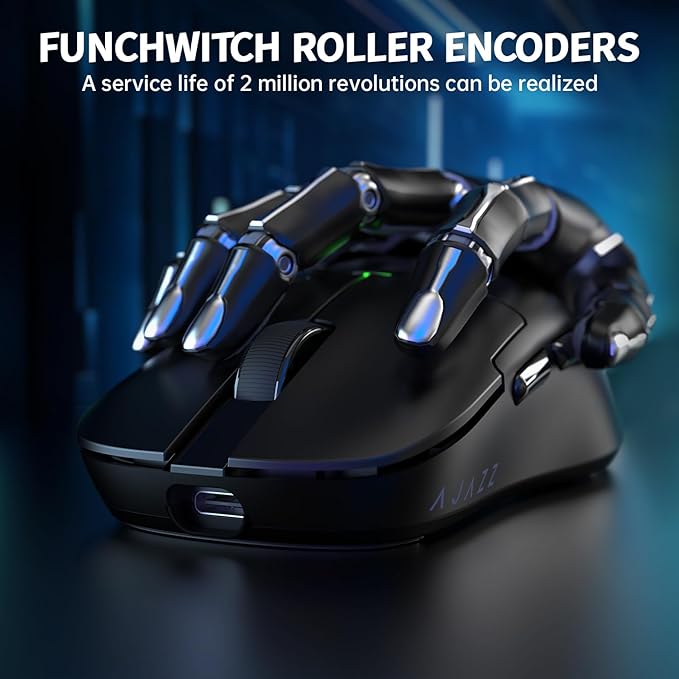 Ajazz AJ159 Dual Mode 2.4G/USB-C 56g Lightweight Gaming/Office Mouse with PAW3395 Sensor, 5 Programmable Buttons Up to 26KDPI with Magnetic Charging Dock for PC/Laptop/Win/Mac (Black)