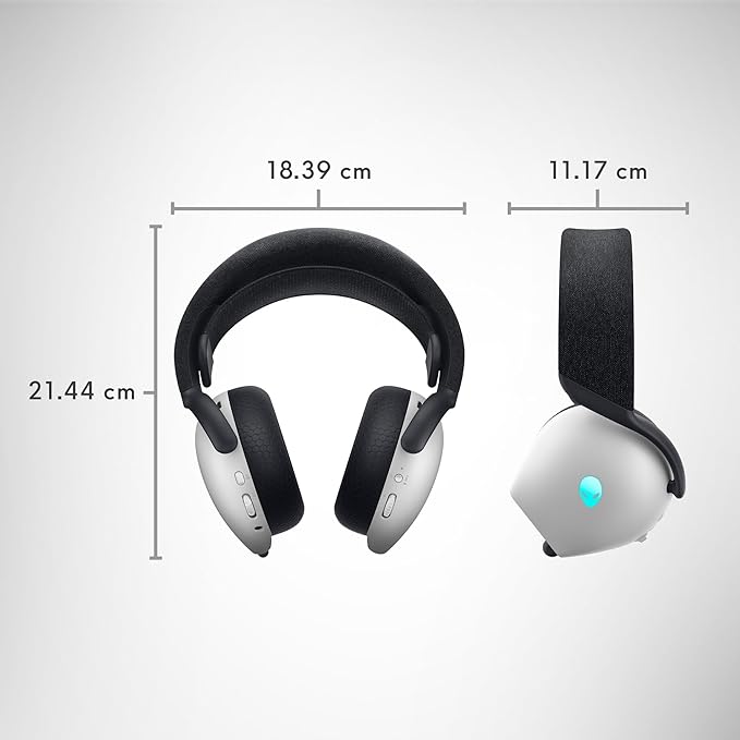 Alienware Tri-Mode Wireless Gaming Headset AW725H - Wired/Wireless, Bluetooth 5.3, Audio Output - 20 Hz, Mini-Phone (3.5mm), Battery Talk Time Up to 55 Hrs (Bluetooth), Lunar Light