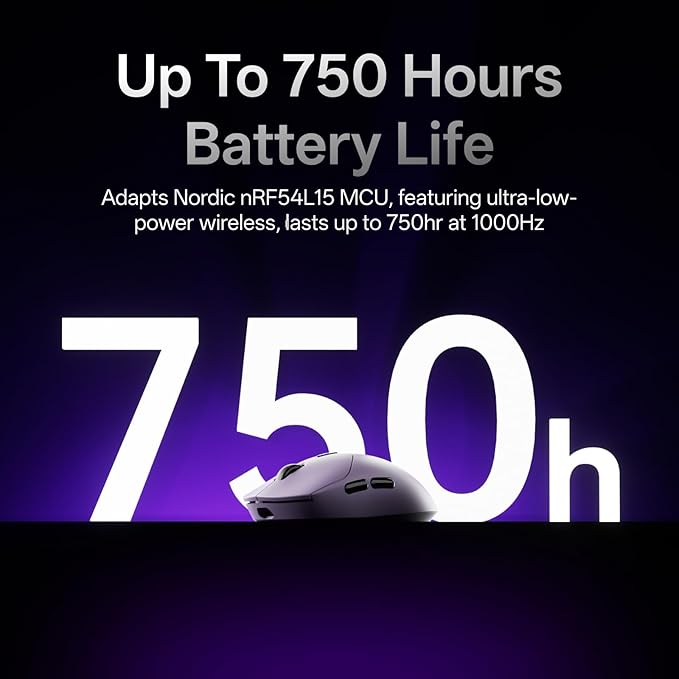 Rapoo VT2 Wireless Gaming Mouse, True 8K Wireless Polling Rate, 53g Lightweight, Up to 750 Hr Battery, Nordic nRF54L15 MCU, 100-Million Mechanical Switch, 10 Programmable Buttons, Macro Enabled