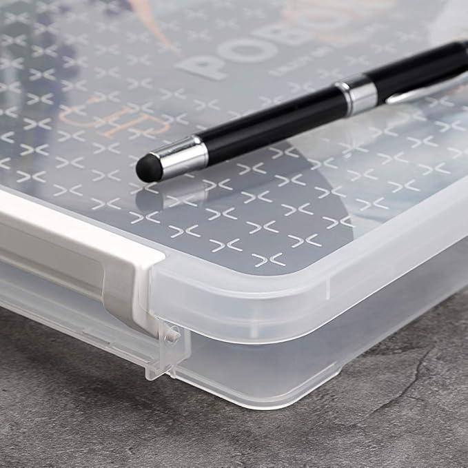 BTSKY A4 Plus Clear Transparent PP Plastic Stackable Storage Box Desk Paper Magazine Container with Buckle, Office Supplies Accessories File Protector Case Organizer, Portable Project Case
