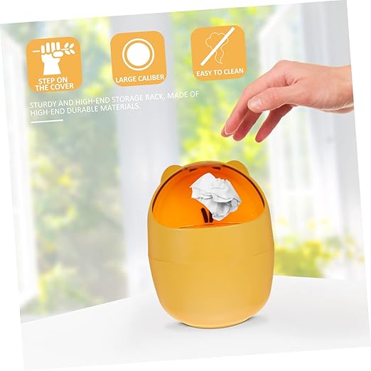 Smart Trash Can Flip Lid Garbage Can Lid Slim Desktop Storage Container