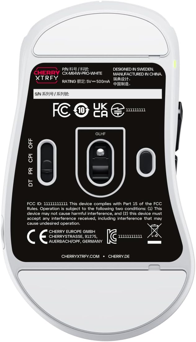 CHERRY XTRFY M64 Wireless | Ultra Light Ergonomic Gaming Mouse (M64 Pro 8K, White)