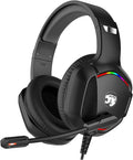 Gaming Headset with Microphone for Pc, Xbox One Series X/s, Ps4, Ps5, Switch, Stereo Wired Noise Cancelling Over-Ear Headphones with Mic, RGB, for Computer, Laptop, Mac, Nintendo (Black)