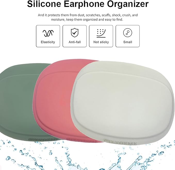 Silicone Headphone Organizer-Data Cable Storage Case-Mini Key Box-Portable Wired Headphone Organizer(Red-Grey-Green-3PCS)