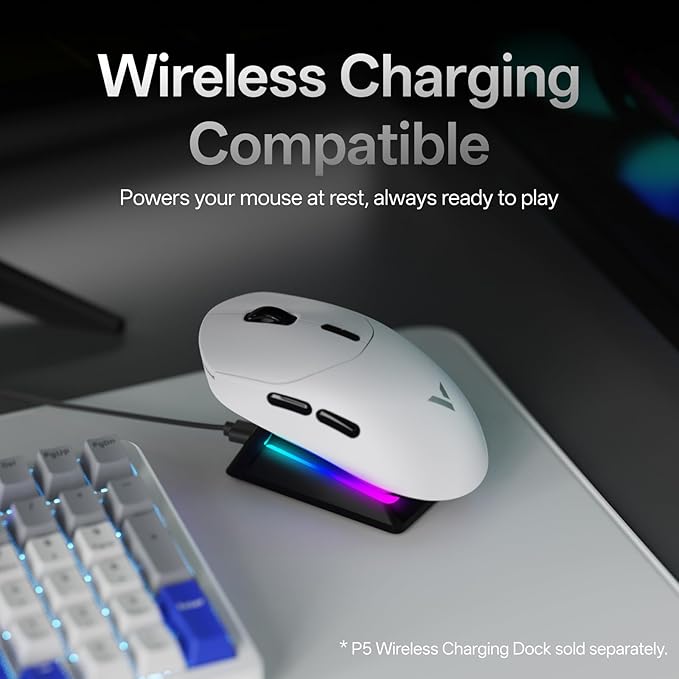 Rapoo VT2 Wireless Gaming Mouse, True 8K Wireless Polling Rate, 53g Lightweight, Up to 750 Hr Battery, Nordic nRF54L15 MCU, 100-Million Mechanical Switch, 10 Programmable Buttons, Macro Enabled