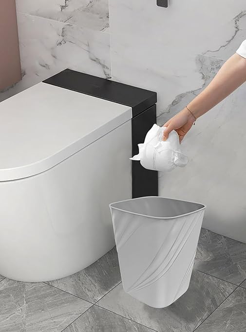 DAJITRE Small Plastic Trash Can Wastebasket Recycling Bin for Bathroom, Dorm, Bedroom，Home Office, Garbage Can for Bedroom, Kids Room (1, Grey)
