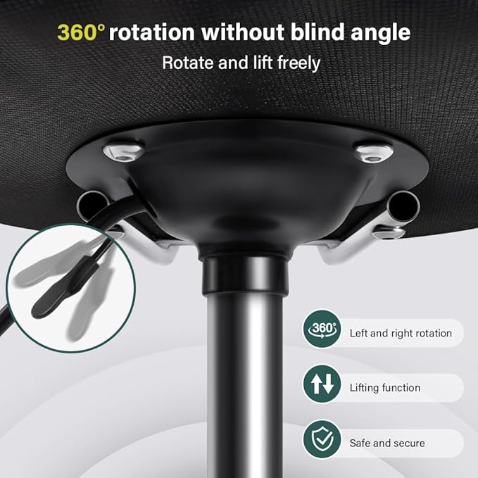BFTOU Square Swivel Stool with Wheel for Work SPA Shop Massage Height-Adjustable and Cost-Effective Rolling Stool Chair with Back (Green)