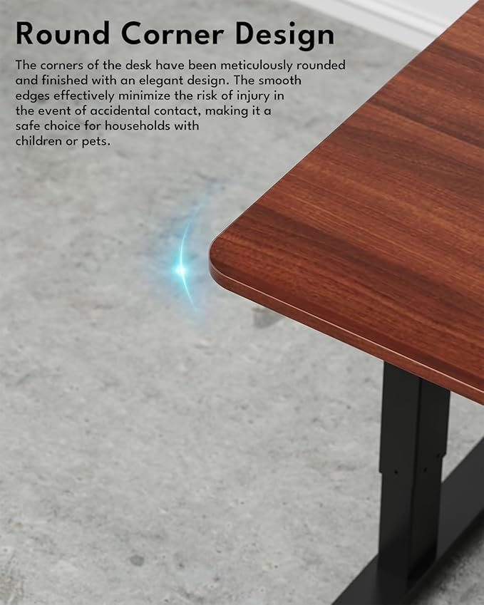 Standing Desk, Height Adjustable Electric Stand up Desk, 31.5 x 24 Inches Sit Stand Home Office Desk with Splice Board, Black Frame/Walnut Top