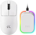 MCHOSE A7 V2 Ultra+ Wireless Gaming Mouse, Megnetic Charging Dock,Tri-Mode Connection, 59 Grams, PAW3950 TI 42K DPI Sensor, Wired/Wireless Dual 8K Polling - White