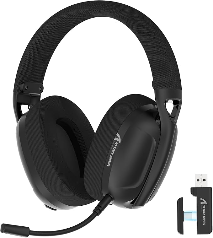 ZIYOU LANG L80 Wireless Gaming Headset Ultralight Over Ear with 2.4Ghz USB C&A Dongle/Bluetooth 5.3/3.5mm Wired Detachable Mic Stereo Sound 600mAh Battery for PC Mac PS4 PS5 Switch Win Gamer(Black)