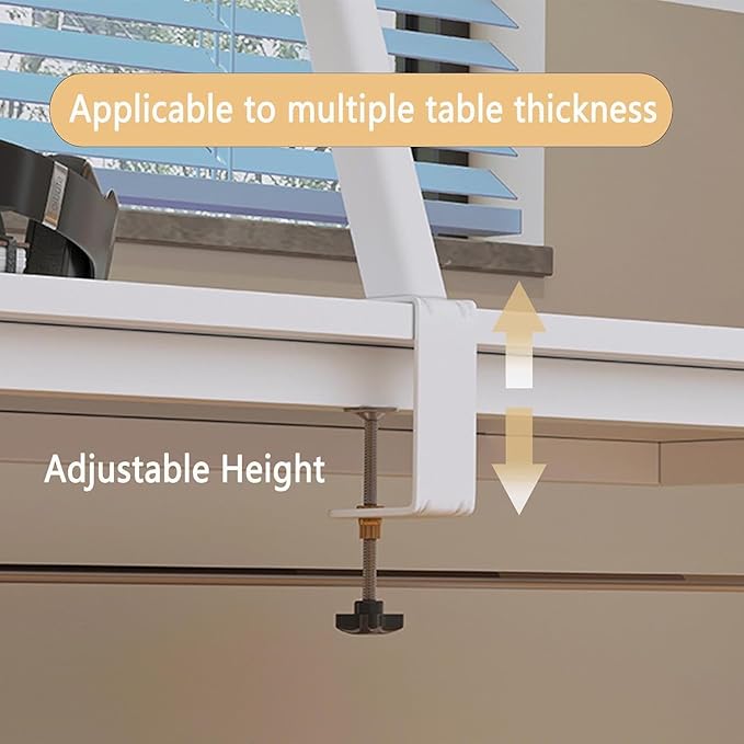 Clamp on Desk Shelf, Adjustable Floating Desktop Extender Space Saving Wood Steel Frame Desk Shelf for Office Study Home Dorm No Drill (31.4 x 7.8in)