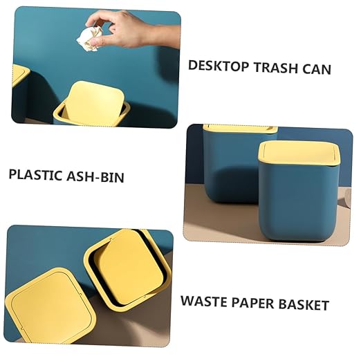 Holibanna Slim Garbage Bin Mini Trash Can Lid Desktop Waste Paper Can Plastic Ash-bin for Spaces Office Kitchen