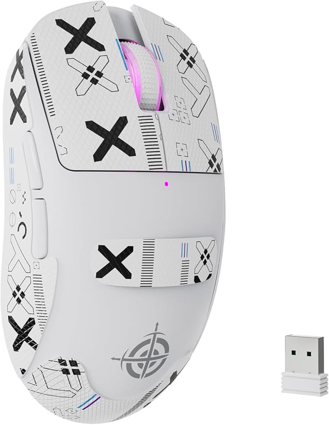 ATTACK SHARK×Magic-Refiner G6 Wireless Gaming Mouse Tri-Modes Connection 2.4G/BT/USB-C 24000 DPI 1000Hz Polling Rate with Anti-Slip Grips,750mAh Battery Gaming Mice for Laptop/PC/Mac Gamer White