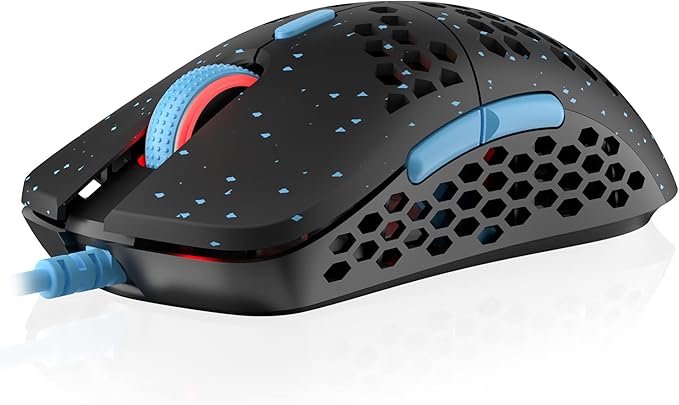 HK GAMING Mira S Ultra Lightweight Honeycomb Shell Wired RGB Gaming Mouse - Up to 12 000 cpi | 6 Buttons - 61g Only (Mira-S, Blue Phantom)