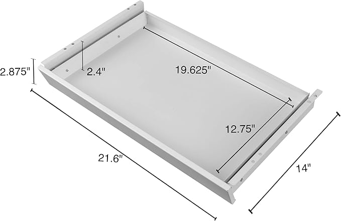 Stand Up Desk Store Add-On Office Sliding Under-Desk Drawer Storage Organizer for Standing Desks | Requires 14" of Front to Back Clearance Beneath Desks and Tables (White)