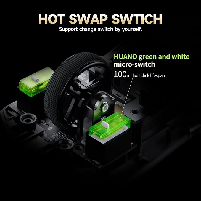 RAWM SH01PRO 8K Wireless Gaming Mouse, 55g Lightweight, PAW3950 30K DPI Optical Sensor, 8000 Polling Rate, Esports & FPS Gaming mice, Dual Receiver (1k USB Receiver and 8k dongle)