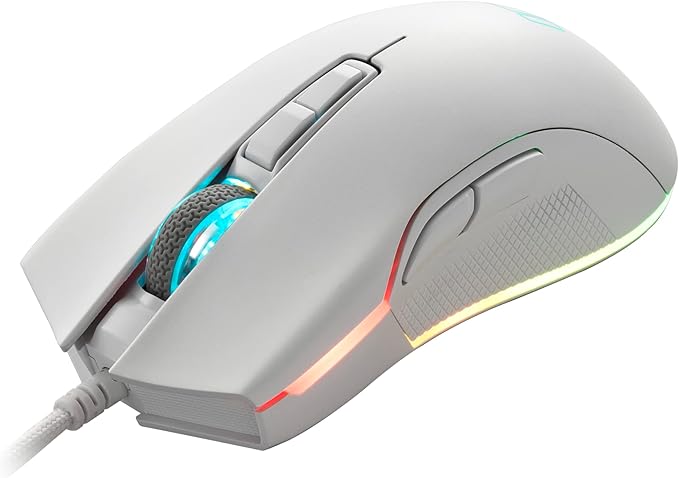 i-rocks M31E RGB Wired Gaming Mouse : 6400 DPI Optical Sensor - 60 Million Click lifespans - Compatible Software - 7 Programmable Buttons - Plain White