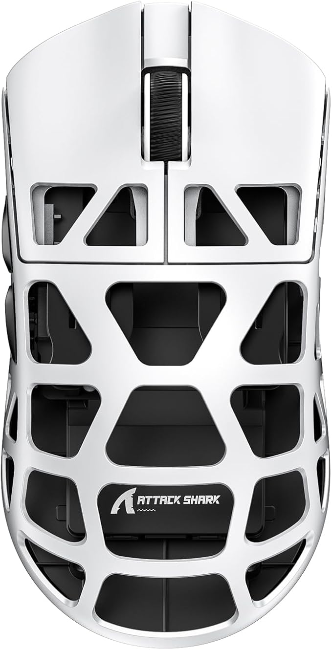 ATTACK SHARK R3 46g Superlight Magnesium Alloy Wireless Gaming Mouse, BT/2.4Ghz/Wired Computer Mouse, 8000Hz Wireless Polling Rate, PAW3395 26K DPI Sensor, Programmable Mice, PC/Laptop/Mac (White)