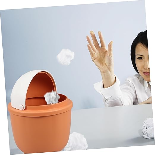 Mini Rabbit Basket Desk Trash Can Cute Desktop Trash Bin Flip Lid Slim Bathroom Waste Basket for Office Car