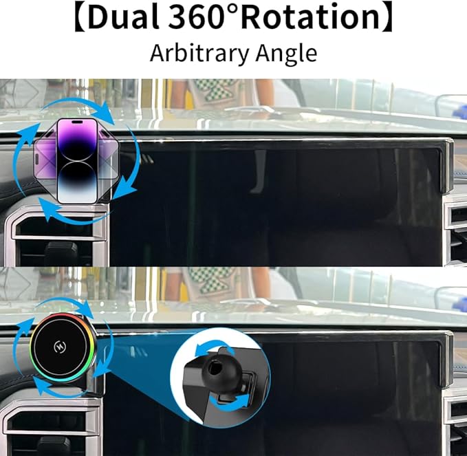Car Magnetic Phone Mount for Toyota Tundra 2022-2026 and Toyota Sequoia 2023-2026 [only for 14 inch Screen ] Auto Interior Accessories Best Cellphone Holder Fast 15W Wireless Charger Cell Phones Stand