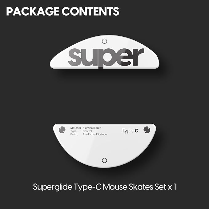 Superglide Glass Mouse Skates - Consistent Controllable Glide, Polished Round Edge, Super Balanced Gaming Mouse Feet with Durable Sole for Pulsar X3 Series (Type-C, White)