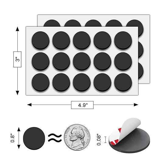 Towjug Round Magnets with Adhesive Backing, 30 Pieces Strong Adhesive Magnet Dots (Diameter 0.8’’ x 0.08”) Anisotropic Circle Magnets for DIY, Art Projects, whiteboards & Fridge