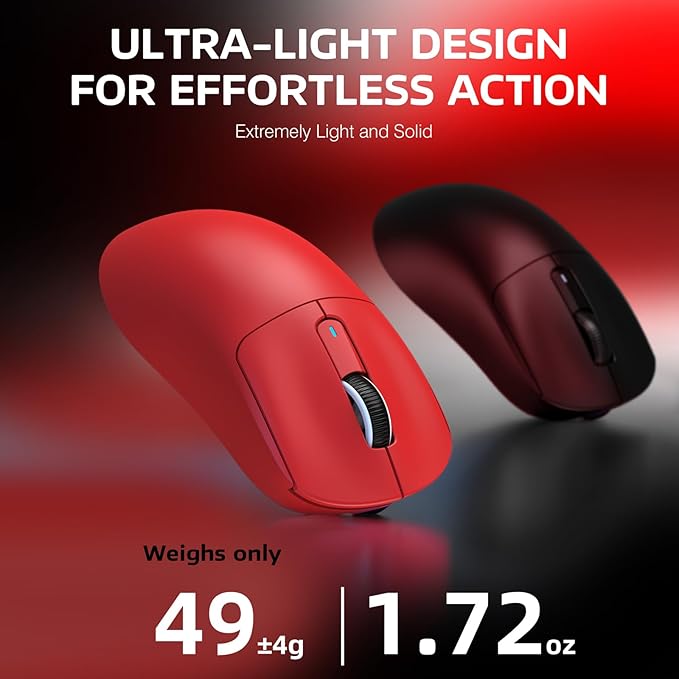 ATTACK SHARK X3 Lightweight Wireless Gaming Mouse with Tri-Mode 2.4G/USB-C Wired/Bluetooth,26K DPI, PAW3395 Optical Sensor,Kailh GM8.0 Switch,5 programmable Buttons for PC/Win/Mac(Red)