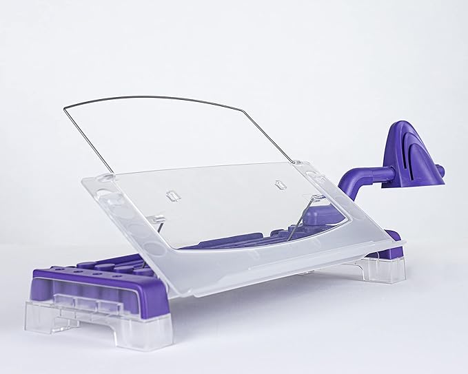 MemoScape Adjustable in-Line Document Holder for Typing | Reduces Neck Strain, Improves Focus, Boosts Desk Organization, and Workflow | Paper Holder Stand for Desk and Home Office - Purple (VUR 4040)