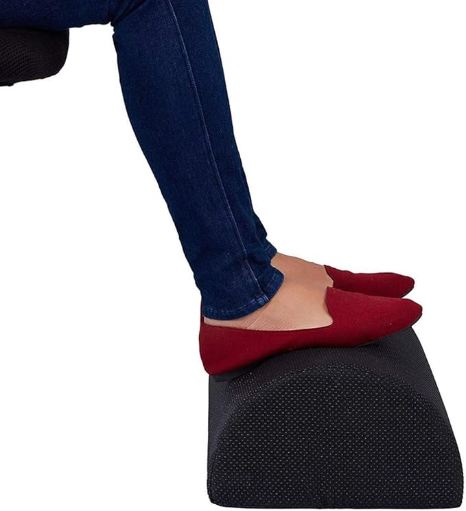 Foot Rest Cushion Under Desk at Office or Home, Ergonomic Memory Foam Footrest for Relieving Foot Sole, Foot Ankle, Shank (Grayish-White Non-Slip Cloth)