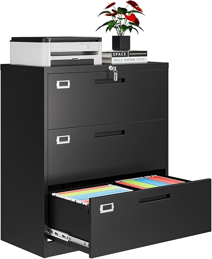 3 Drawer File Cabinets for Home Office, Office Storage Caninets Steel Cabnet for Letter/Legal/A4/F4-Assembly Required
