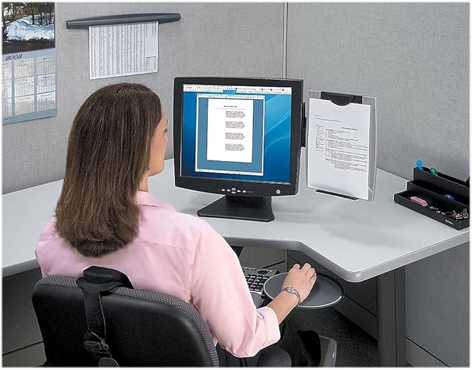 Fellowes(R) Office Suites Monitor Mount Copyholder, Black/Silver (8033301)